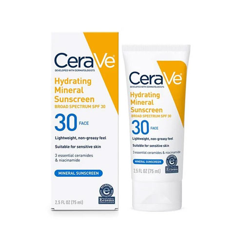 CeraVe Hydrating Mineral Sunscreen for Face 75ml - SPF30