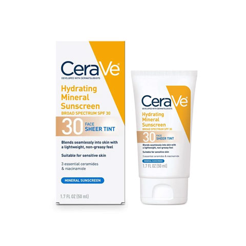CeraVe Hydrating Mineral Sunscreen for Face Sheer Tint 50ml - SPF30