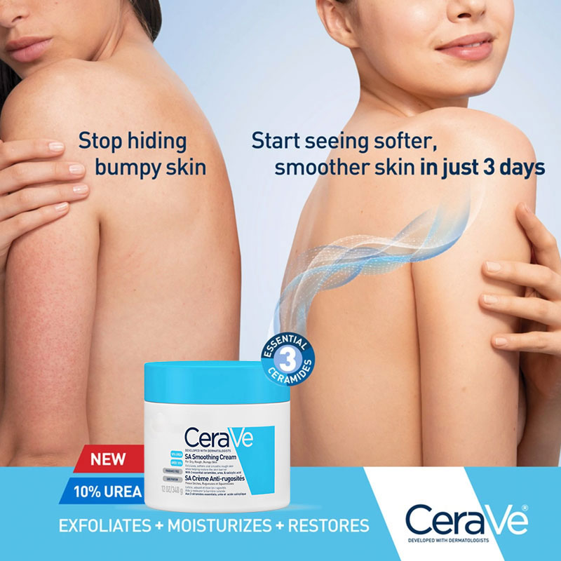 CeraVe SA Smoothing Cream For Dry Rough Bumpy Skin 340g