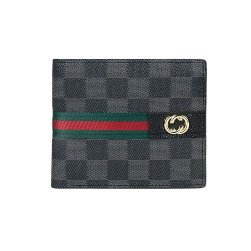 Check Printed Men’s Wallet - Black