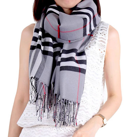 Classic & Fashionable Cashmere Muffler - Black & Gray