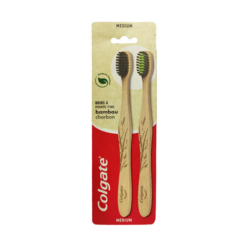 Colgate Bamboo Charcoal Medium Toothbrush - 2 Pack