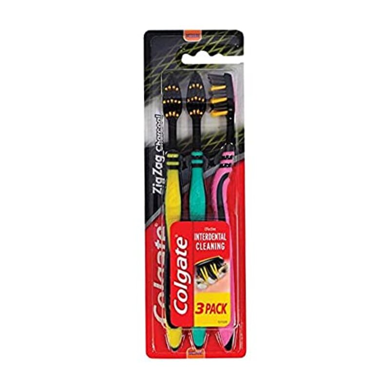 Colgate Zigzag Charcoal Toothbrush 3pk - Pink