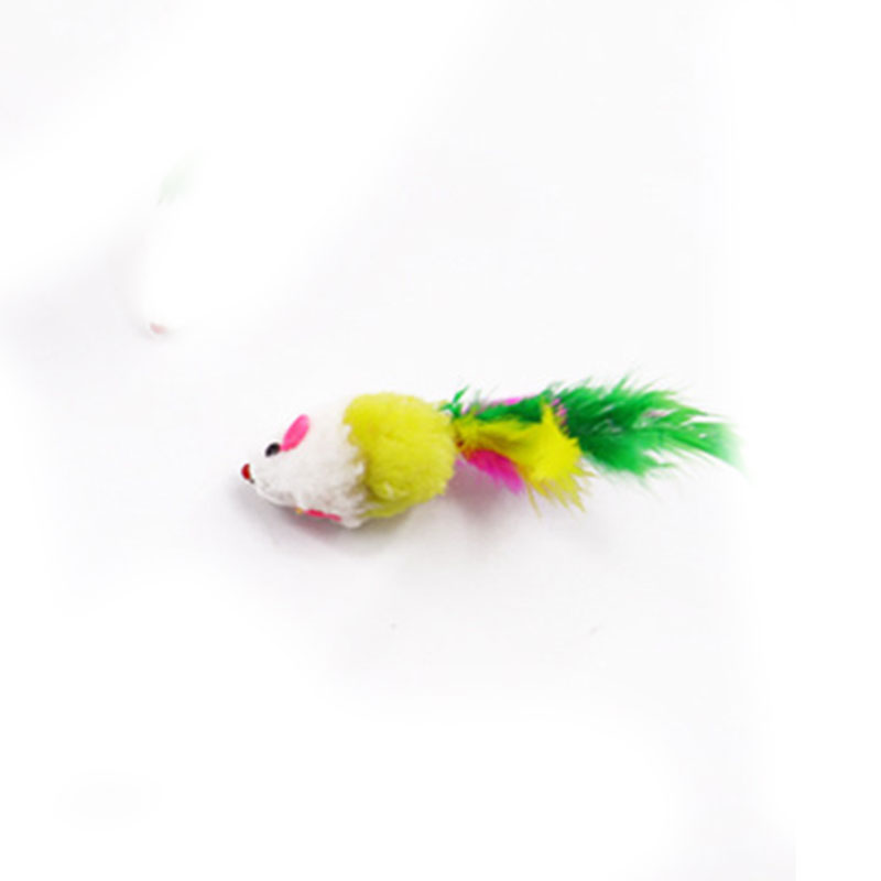 Colored Feather Funny Little Realistic Mouse Cat Toy (301204)