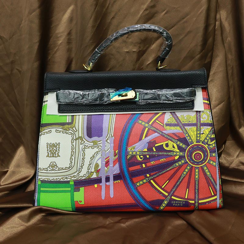 Colorful Printed Women's Handbag (20118) - Black
