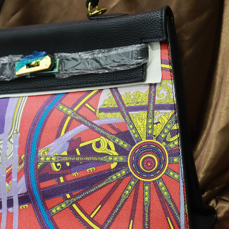 Colorful Printed Women's Handbag (20118) - Black