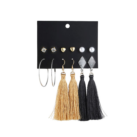 Combination Bohemian Tassel Earrings Set - 6 Pairs