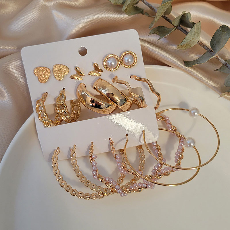 Creative Punky Imitation Pearl Earrings Set - 9 Pairs (68)