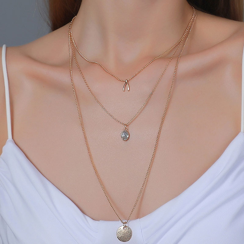 Creative Retro Multi-Layer Pendant Long V-Shaped Clavicle Chain (37)