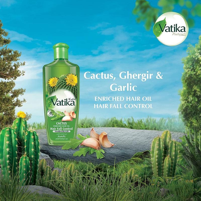 Dabur Vatika Naturals Cactus Enriched Hair Oil With Vitamin A, E, F 300ml