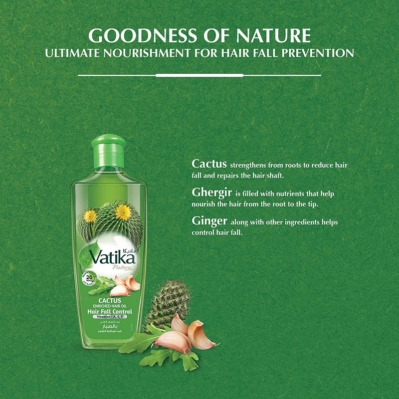 Dabur Vatika Naturals Cactus Enriched Hair Oil With Vitamin A, E, F 300ml