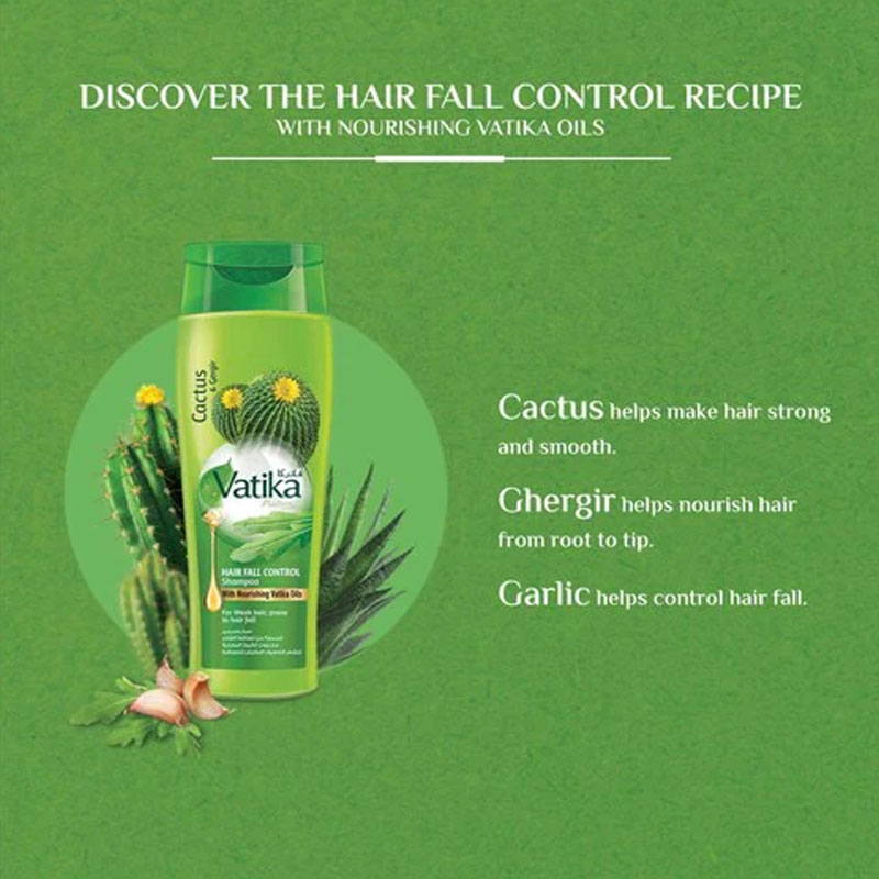 Dabur Vatika Naturals Cactus And Gergir Hair Fall Control Shampoo 400ml