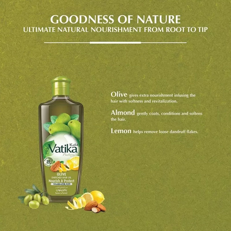 Dabur Vatika Naturals Olive Enriched Hair Oil Nourish and Protect 300ml