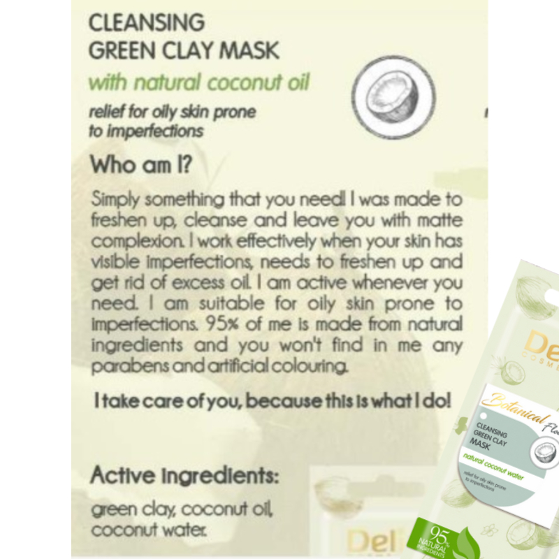 Delia Cosmetics Botanical Flow Cleansing Green Clay Mask 10g