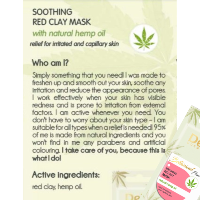 Delia Cosmetics Botanical Flow Soothing Red Clay Mask 10g
