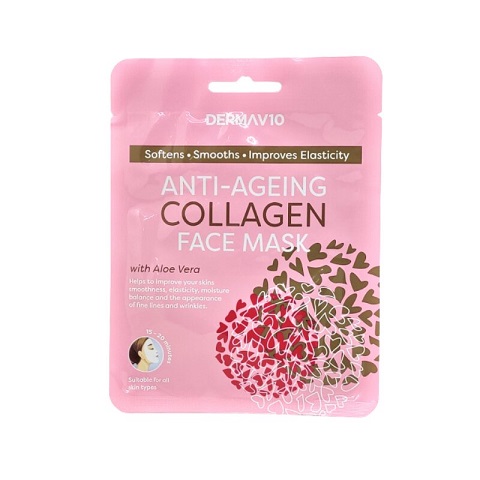 Derma V10 Anti Ageing Collagen Face Mask With Aloe Vera