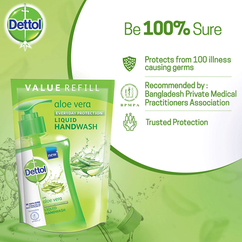 Dettol Aloe Vera Everyday Protection Refill Liquid Hand Wash 170ml
