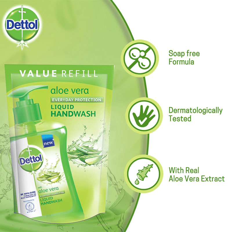 Dettol Aloe Vera Everyday Protection Refill Liquid Hand Wash 170ml