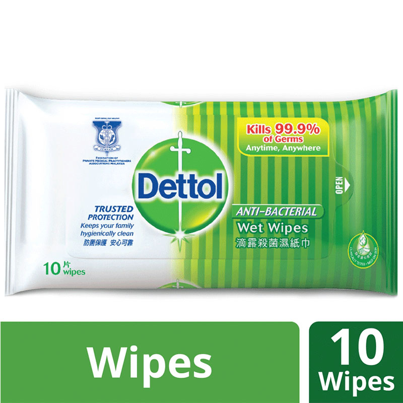 Dettol Anti-Bacterial Wet Wipes - 10 Wipes