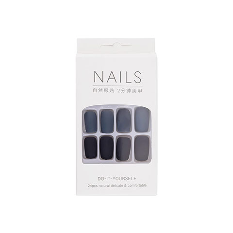 Do It Yourself 24pcs False Nails - Black & Gray (037)