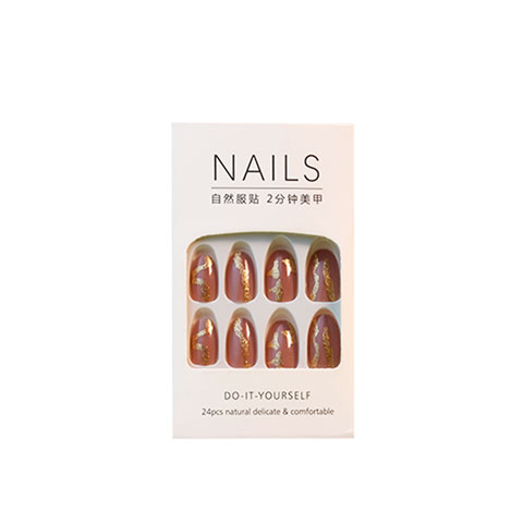 Do It Yourself 24pcs False Nails - Golden Gliter (058)