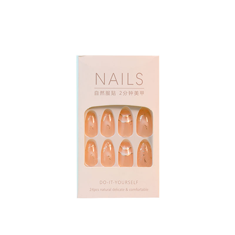 Do It Yourself 24pcs False Nails - Pink & Golden Wave (055)