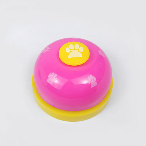 Dog Paw Prints Training Ring Bell - Pink