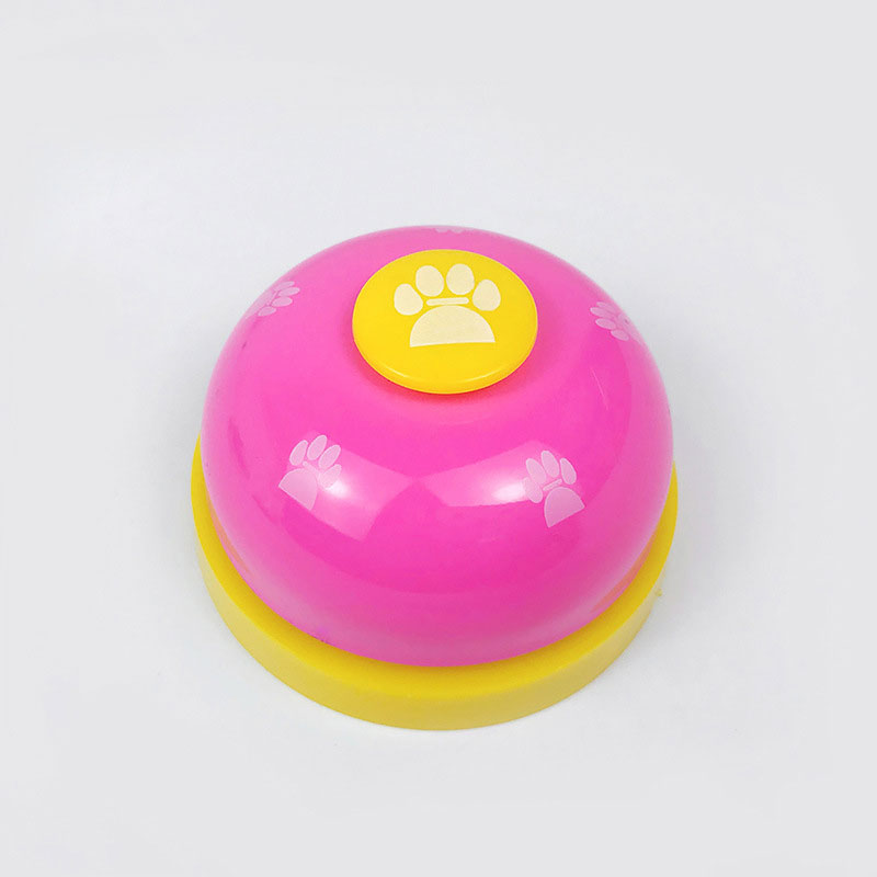 Dog Paw Prints Training Ring Bell - Pink