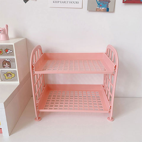 Double Layer Storage Folding Rack - Pink (20186)