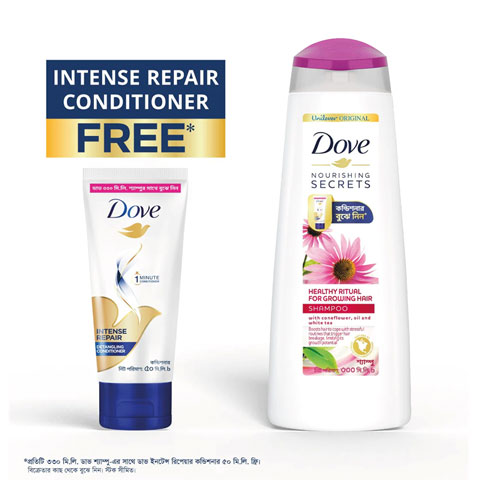 Dove Healthy Ritual Shampoo For Growing Hair 330ml (Get Intense Repair Conditioner 50 ml Free)