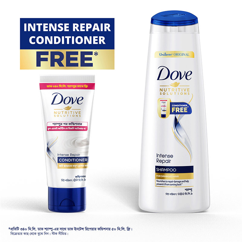 Dove Shampoo Intense Repair 340ml (Get Intense Repair Conditioner 50 ml Free)