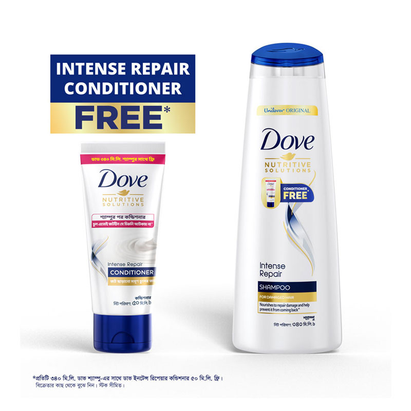 Dove Shampoo Intense Repair 340ml (Get Intense Repair Conditioner 50 ml Free)