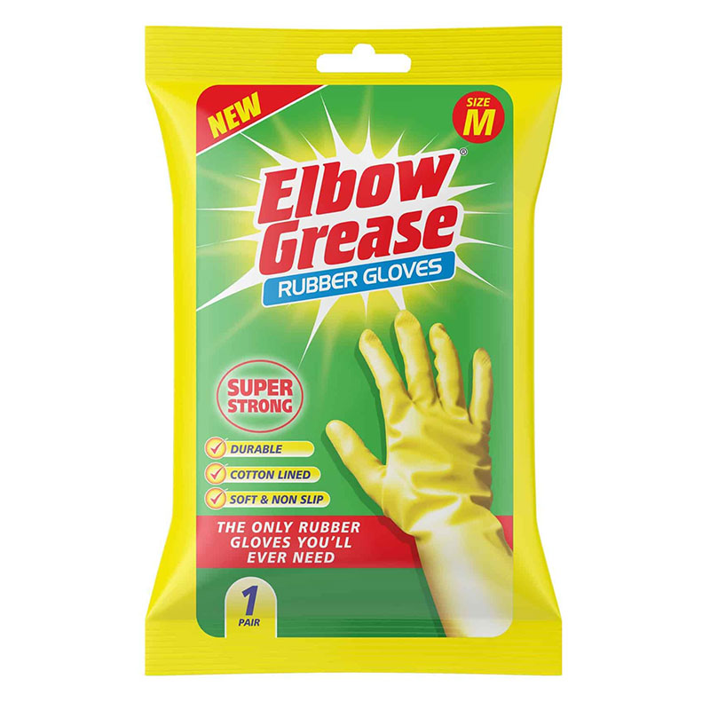 Elbow Grease Super Strong Medium Size Rubber Gloves - 1 Pair