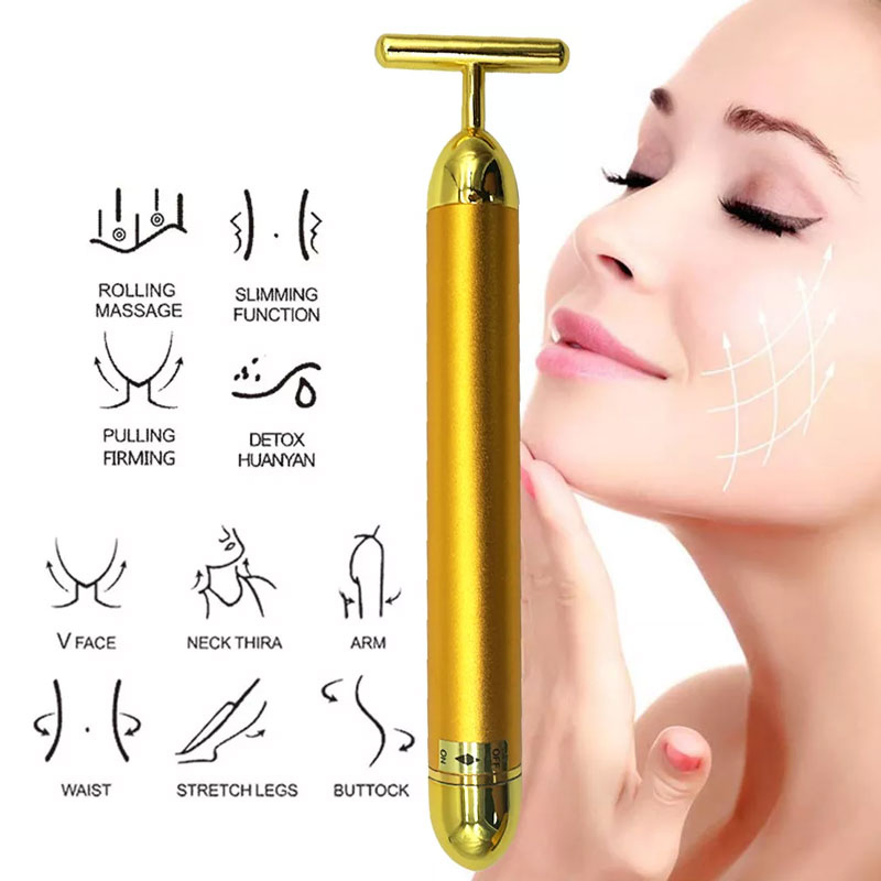 Energy Beauty Bar Anti Wrinkle Face Lift 24k Golden T Shape Face Massager  || The MallBD