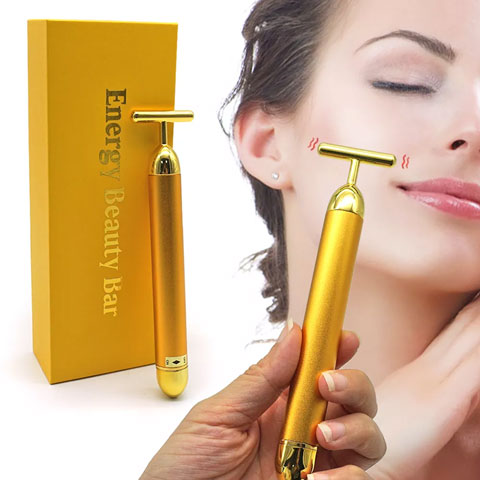Energy Beauty Bar Anti Wrinkle Face Lift  24k Golden T Shape Face Massager