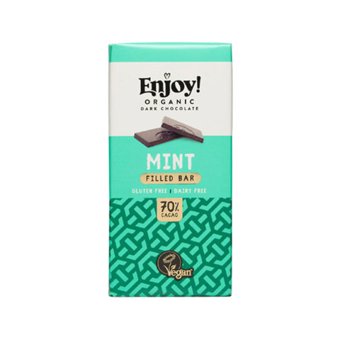 Enjoy Organic Dark Chocolate Bar 70g - Mint Filled