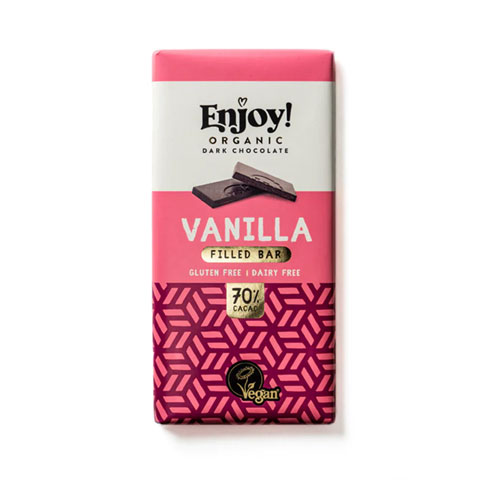 Enjoy Organic Dark Chocolate Bar 70g - Vanilla Filled