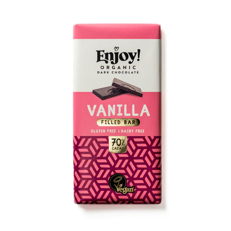 Enjoy Organic Dark Chocolate Bar 70g - Vanilla Filled