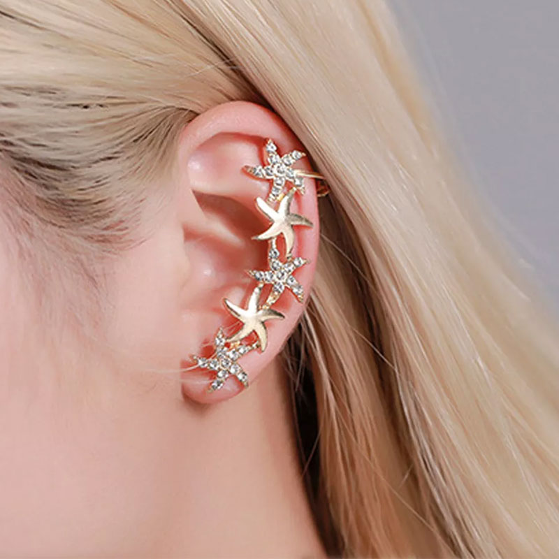 Fashion Elegant Vintage Punk Gothic Crystal Rhinestone Clip Earrings