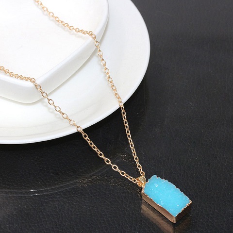 Fashionable Geometric Gemstone Collarbone Chain (40)