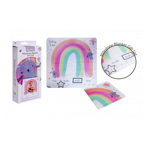 First Steps Hugs & Kisses Milestone Blanket Gift Set