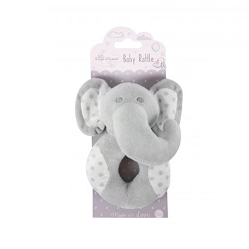 First Steps Hugs & Kisses Baby Rattle (0+) - Gray Elephant