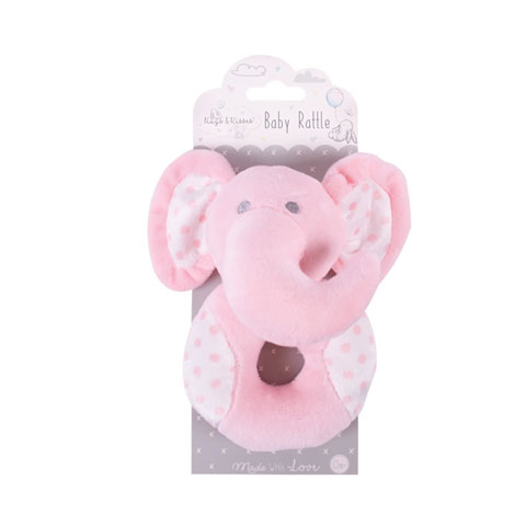 First Steps Hugs & Kisses Baby Rattle (0+) - Pink Elephant