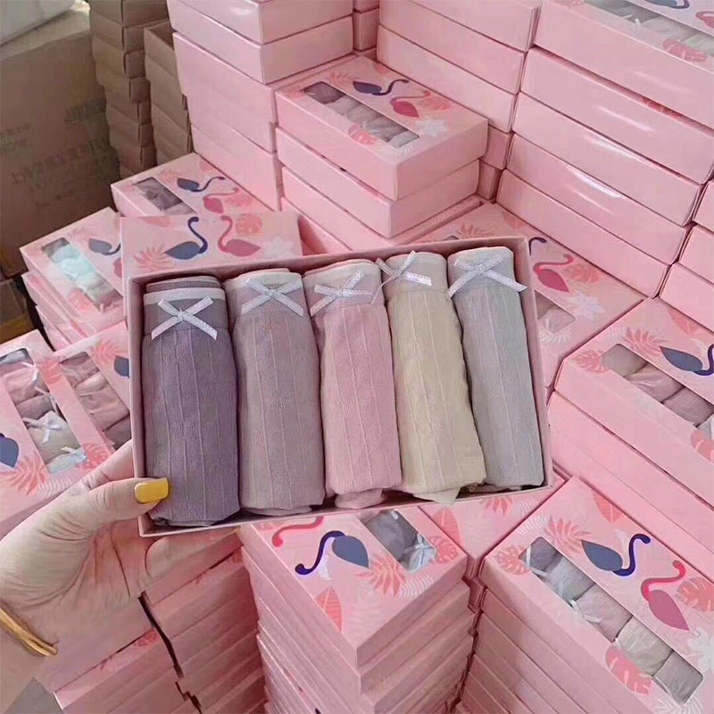 Flamingo Multi-Color Underwear Set With Box For Women - 5pcs (35-75kg)