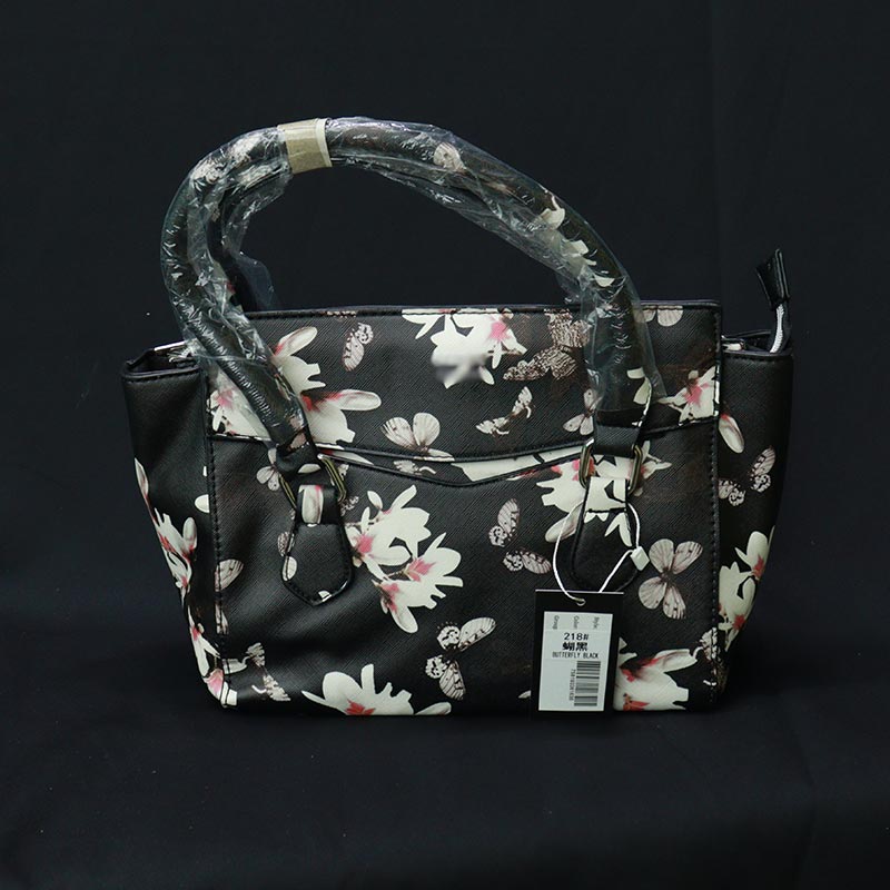 Flower Print Ladies Handbag (218) - Butterfly Black