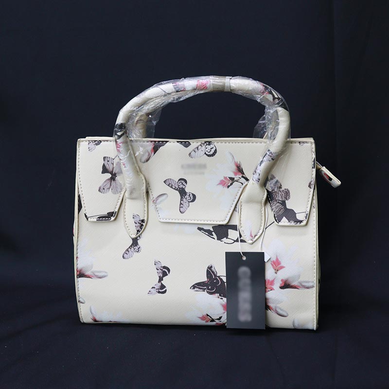 Flower Printed One Sided Shoulder Ladies Handbag (805) - Butterfly Khaki