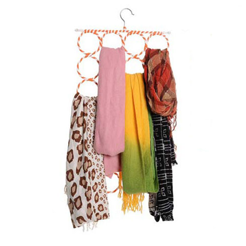 Foldable 28 Ring Scarf Hanger - Orange & White