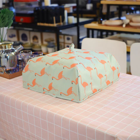 Foldable Dust-Proof Meal Cover With Flamingo Print - Large