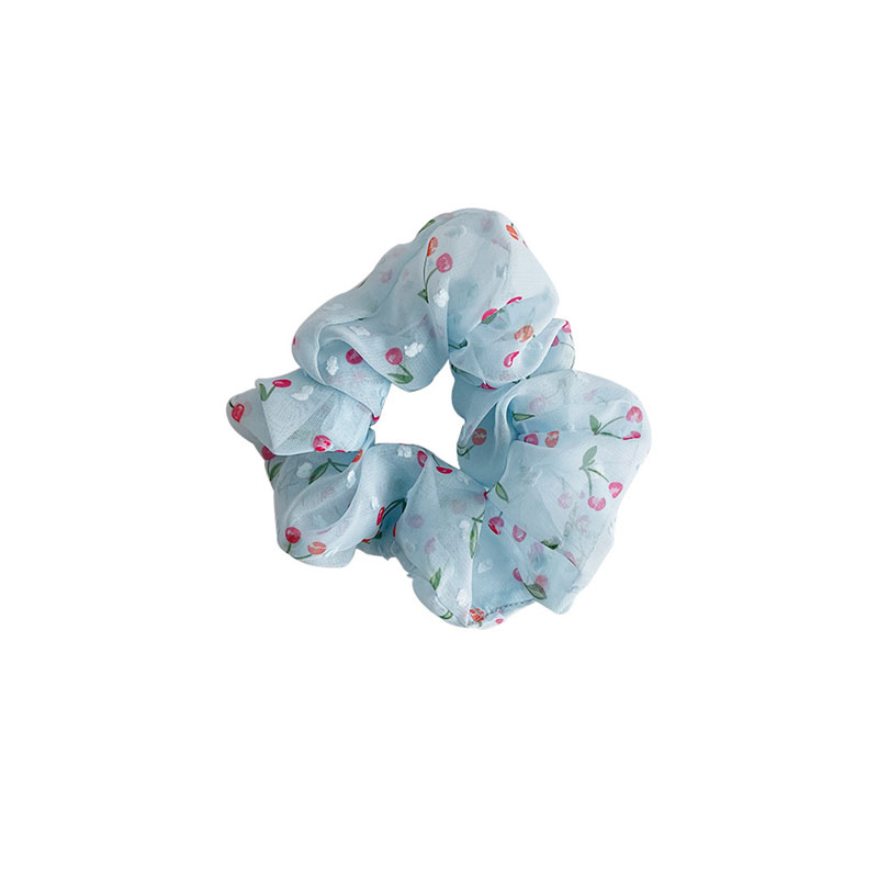 Fresh Floral Net Tie Hair Rubber Band - Sky Blue