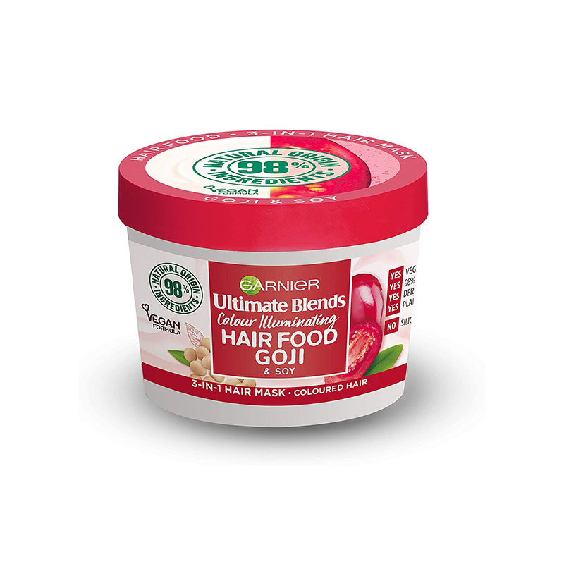 Garnier Ultimate Blends Colour Illuminating Hair Food Goji & Soy 3 In 1 Hair Mask 390ml